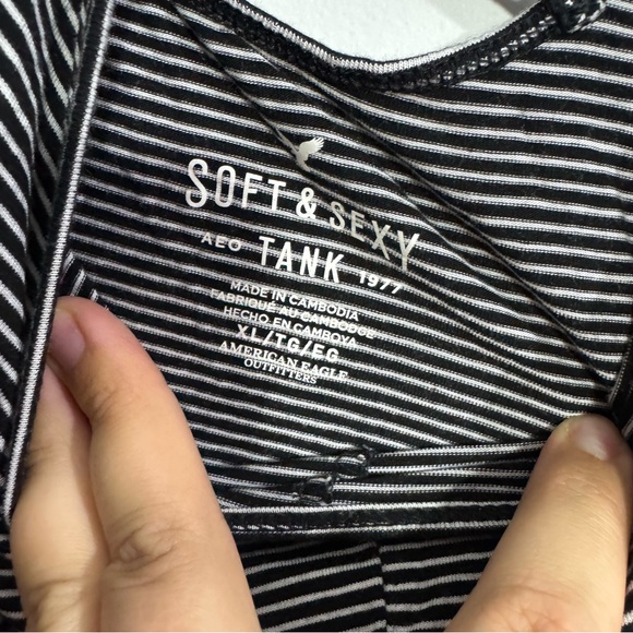 American Eagle Striped Cropped Tank Top | Size - Picture 3 of 6